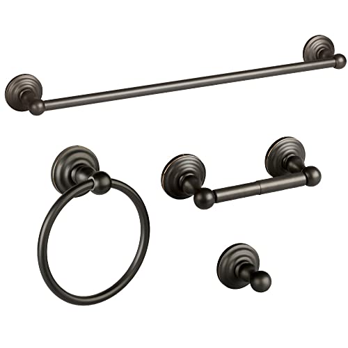 Image of Design House 188649 Calisto 4-Piece Bathroom Accessory Kit, Oil Rubbed Bronze | Wall Mount, Traditional, Zinc, 4-Piece, Hardware, 188649