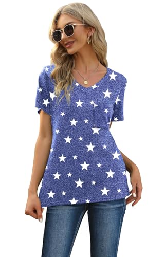 Image of RUBZOOF Women's Short Sleeve Pajama Sets with Pockets Casual V Neck 2 Piece Lounge Sets S-3XL