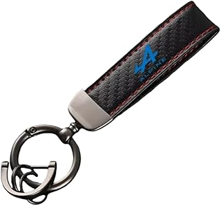 Porte-clés Auto Cadeaux Carbone Voiture,pour Alpine Clés Logo Hommes Femmes Cuir Cordon Robuste Pivotant à 360° Anti-Perte,B