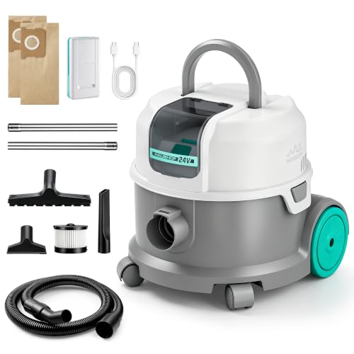 HAUSHOF 24V Cordless Wet/Dry Vacuum Cleaner | Ultra-Quiet Operation, Brushless Motor, 18kPa Powerful Suction, 4.0Ah Removable Battery, for Home, Car, Garage & Workshop