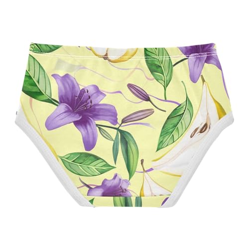 Purple Floral Beige Pears Watercolor Cute Panties Girl Toddler Underwear Custom Cotton Durable Underpants Briefs 2t2