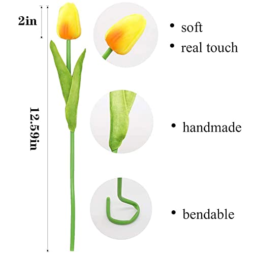 Wistart 24Pcs Multicolor Artificial Tulips Flowers Fake Faux Pu Tulip Bouquet Real Touch Flower Arrangement For Home Room Office Party Wedding Decoration Excellent Gift Idea For Mothers Day（Multi） #TOP4