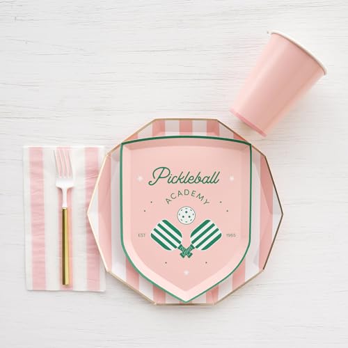 Image of Bonjour Fete Light Pink Cabana Stripe Paper Guest Towels | Disposable, 3-Ply Napkins | Premium Party Supplies & Decor | Holidays, Kids Themed Birthday Parties, Princess | Pack of 20, 4.25 inch x 7.75 inch
