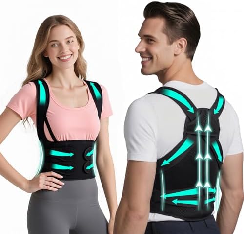 Back Brace Posture Corrector for Women and Men Comfy Shoulder Straightener, Pain Relief: Upper/Lower Back, Support for Scoliosis, Hunchback, Thoracic Spine Upgraded Breathable Full Back Support Medium