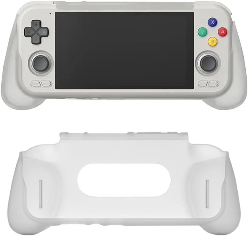 Ergonomic Hand Grip Cover Case for Retroid Pocket 4/4 Pro, Handle Game Grip Enhance Hand Feel Reduce Hand Fatigue Gamepad Modified Grip Stand Holder Protective TPU Shell (White)