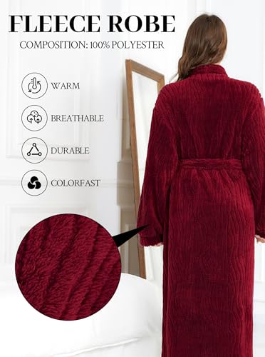 Image of Hellomamma Long Bath Robe for Womens Plush Soft Fleece Bathrobes Nightgown Ladies Pajamas Sleepwear Housecoat