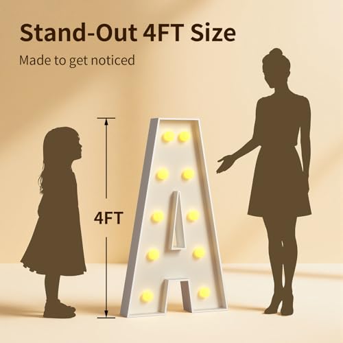 Image of Marquee Letters 4 Feet Tall Large Light Up Letters R Wedding Mr and Mrs Sign Marry Me Engagement Party Decor Yellow Light Birthday Decorations Balloon Arch Kit Foam Sign R