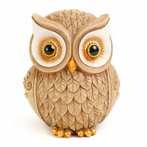 Image of The Spiritual Living Resin Owl Statue for Good Luck | 4 Inch | Showpiece | Vastu Feng Shui | उल्लू | Evil Eye Showpiece for Table | Home Decor | Ullu Ki Murti | Figurine | Artifact | (Beige)