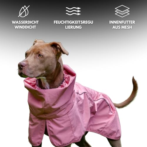 Spark Paws Hunderegenmantel, wasserdichte Winddichte Regenjacke, für kleine, mittlere, große und extra große Hunde, reflektierend, atmungsaktiv, mit vollständigem Körperschutz - Sea Pink, 2XL