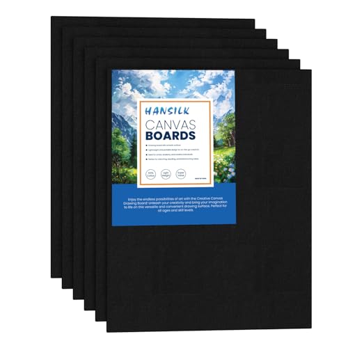 Black Canvases for Painting pk 8 * 10 Pre Primed 100% Cotton White Blank Canvas Boards for PaintingPaint Canvas Panels for Acrylic Oil Watercolor Tempera Paints (Black 8 * 10)