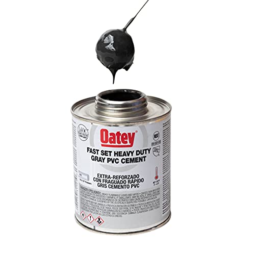 Oatey 31121 Fast-Set Heavy Duty Solvent Cement, 32 Oz, Can, Gray, Liquid, 16 oz, 16 Ounce