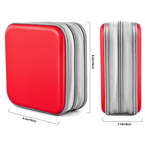 CD Case, Bivisen DVD Case Wallet Holder Binder 48 Capacity CD/DVD Cases Storage Holder Binder Organizer Wallet Book for Car Home Travel (Red)