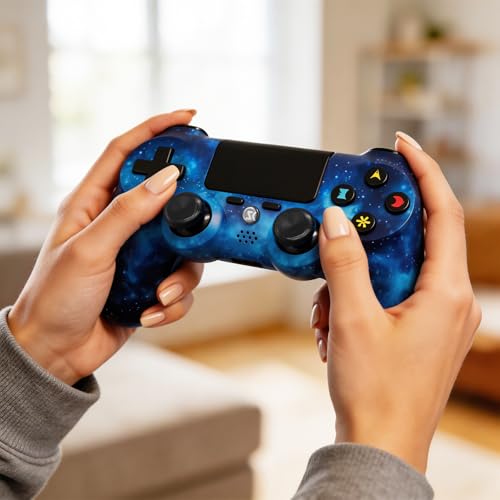 Controller for PS4, Wireless Controller 2 Pack for Sony PlayStation 4/Slim/Pro, with 6-Axis Motion Sensor/Double Vibration/Touch Pad/Speaker & 3.5mm Audio Jack/800mAh Battery/USB-C Cable, Blue + Black by CHENGDAO - Image 6