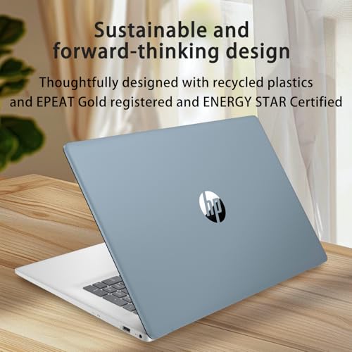 Image of HP 2025 Essential Laptop, 17.3 inch FHD, Intel Core 7 150U (Beats I7 1335U), 128GB RAM, 93TB SSD, Fingerprint Reader, Backlit Keyboard, Wi-Fi 6, Win 11 Home, Blue, Bundle with ADATA 512 External SSD