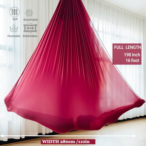 Image of F.Life Aerial Silk Yoga Hammock & Swing for yoga Inversion,Strength training,starter hardware kit
