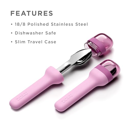 ZOKU Pocket Utensil Set, Purple - Stainless Steel Fork, Knife, and Spoon Nest in Case - Portable Design for Travel, School, Work, Picnics, Camping and Outdoor Home Use by ZOKU - Image 4