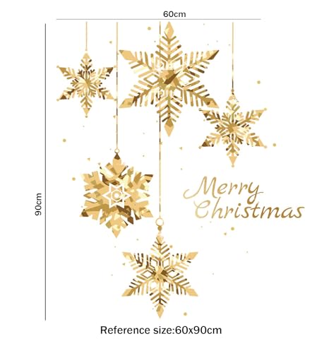 Christmas Tree Window Clings Stickers for Glass, Golden Christmas Snowflake Windows Static Stickers, DIY Wall Window Door Mural Showcase Decal Sticker (2 Pack Style B) by Cityhermit - Image 4