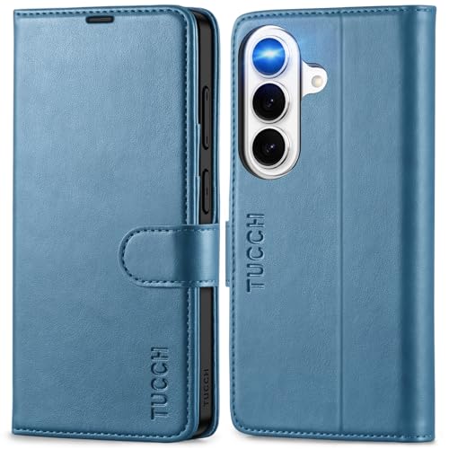 TUCCH Etui na telefon Galaxy S26 6,3" 2026, magnetyczne etui na telefon komórkowy, blokada RFID, 3 przegródki na karty, etui z klapką, stojak, odporne na uderzenia wewnętrzne etui z tworzywa TPU