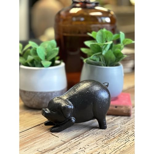 Estatua de Cerdo de Hierro Fundido NACH para Jardín miniatura 5