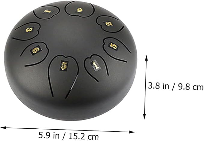 Tambor de lengua de acero negro PRETYZOOM grande miniatura 2