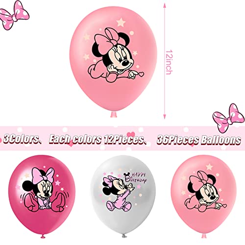 36Pcs Minnie Birthday Party Balloons, Mouse Theme Party Supplies, Baby Shower Birthday Party Decorations And Kids Birthday Party Theme Decorations #TOP1