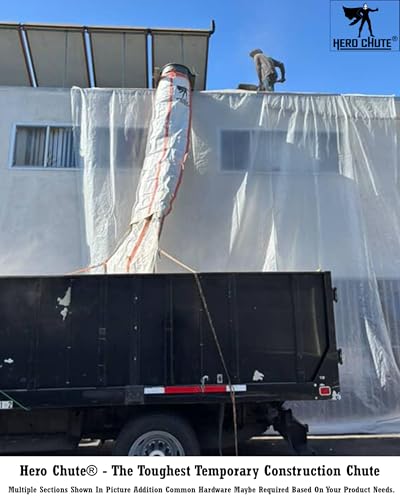 Hero Chute™ Heavy Duty 10ft Construction Chute Section Includes 4-120lb Rated ZipTies an American Company Located in Miami FL