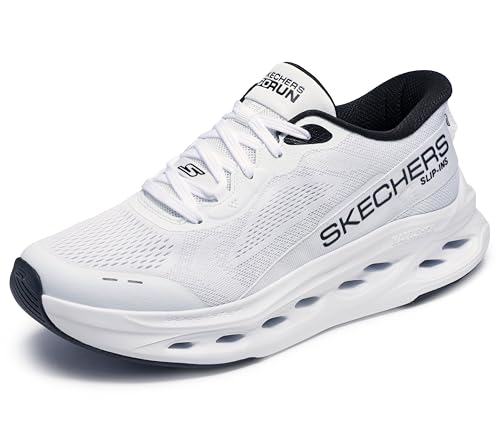 Skechers Men's Max Cushioning Glide Step Advert Hands Free Slip-Ins Sneaker, White/Black, 11