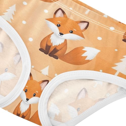 Toddler Underwear Floral 2t Cotton Little Girl Panties Bright Briefs Girls Undies Cute Cartoon Fox Orange4
