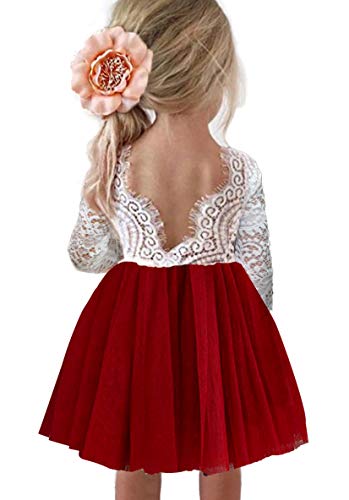 Image of Topmaker Flower Girl Dress for Toddler Baby Girls,Lace Tulle Dress for Wedding,Birthday Party,Photoshoot,Special Occasion