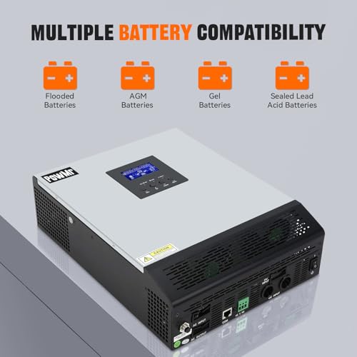 Powmr 2400W Solar Inverter, 24Vdc To 110V/120Vac, Pure Sine Wave Inverter With 50A Pwm Charge Controller, Suitable For Homes, Rv And Can Be Used With 24V Lead-Acid thumb #2