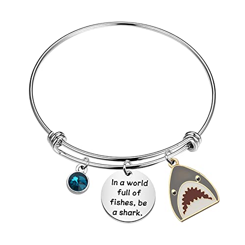 BAUNA Inspirational Shark Bracelet Shark Gifts for Shark Lovers In A World Full Of Fishes Be A Shark Bracelet (Shark Bracelet)