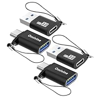 Omivine USB 3.0 auf USB C OTG Adapter, USB Typ C auf USB Adapter mit Schlüsselband (4 Stück)