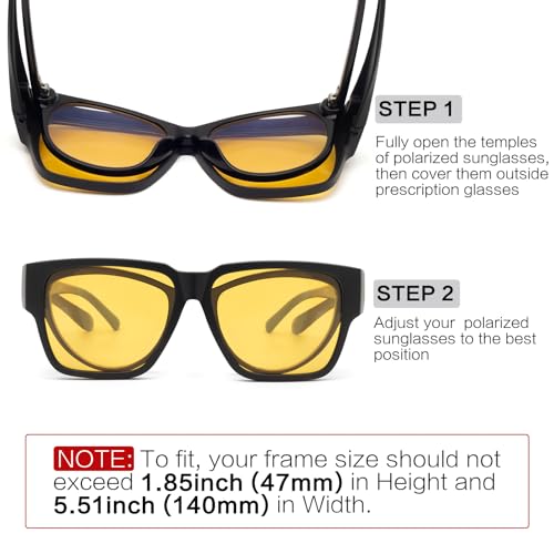 Image of Face Shadow Night Driving Glasses to Fit Over Glasses Unisex | Anti Glare HD Night Vision Glasses Polarized for Men Women