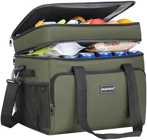 Hulongo Kühltasche Isoliert Wasserdicht Doppel-Thermotasche 42L | Picknick, Camping, Reisen, Lebensmittelgeschäft Einkaufen & Angeln