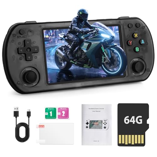 Forlarme U8 Retro Handheld Game Console - Over 15000 Classic Games, 4.0 - Inch IPS Screen, Over 20 Emulators, 64G Dual TF Card Support, Rechargeable Portable Pocket Game Console Black
