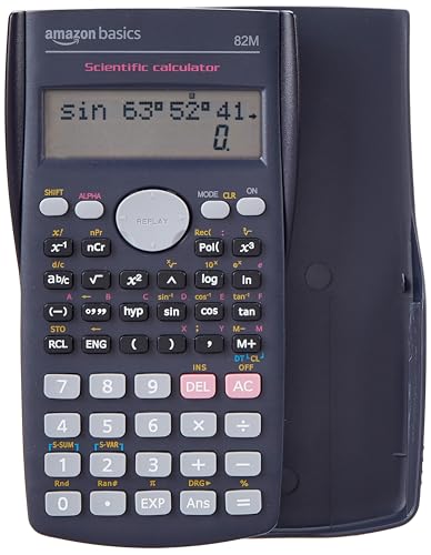 Image of Amazon Basics AB-82MS 240 Functions and 2-Line Display Scientific Calculator | 240 Function Scientific Calculator | 2-Line Large Display, Blue