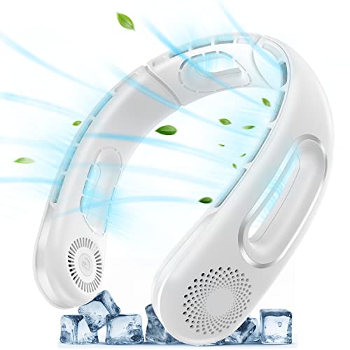 Neck Fan, Hands Free Portable Neck Fan Rechargeable, 360° Neck Cooling Fan, 4 Speeds, 5200 mAh Battery Operated USB Bladeless Neck Cooler Fan Gifts for Women, Men, Travel, Outdoor, Home, Office