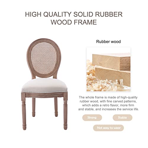 Virabit French Dining Chairs Set Of 4, Rattan Farmhouse Upholstered Dining Chairs With Curved Backrest And Beautifully Carved Solid Woodframe For Living Room, Kitchen, Restaurant #TOP3