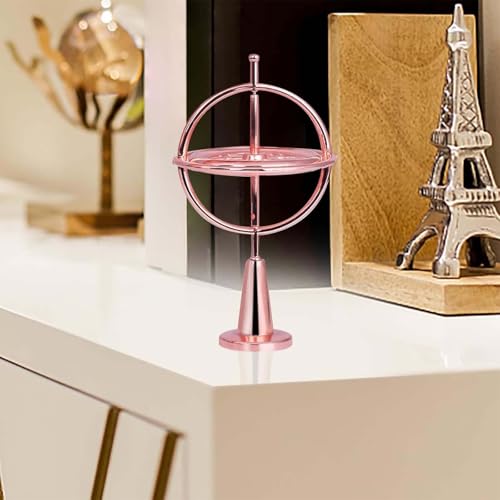 Image of Gyroscope, Premium Metal Stress Relief Gyroscope Toy, Floating Physics Toy for Adults and Kids, Desktop Gyroscopes in Rose Gold