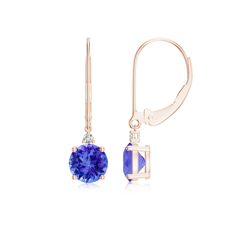 Image of Goldhartz 2 Ct. Natural Amethyst 6 mm Leverback Earrings for Women in 14k Gold Micron Plated 925 Sterling Silver, January Birthstone Dangle Earrings Jewelry for Her
