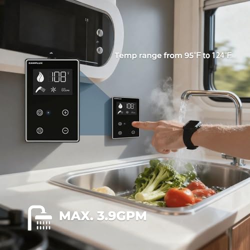 Image of CAMPLUX Classic 65,000 BTU RV Tankless Water Heater, 2.64 GPM On-Demand Hot Water, High Altitude & Freeze-Proof Design (CSA /NSF Certified) with Remote Control, Ideal for Family Use