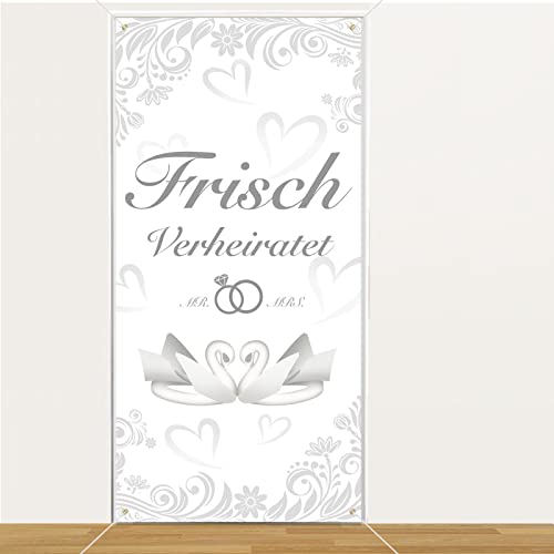 DPKOW Frisch Verheiratet Banner Dekoration für Hochzeit Standesamt, Romantisch Hochzeitszeremonie Bâ€¦ – Miniatur