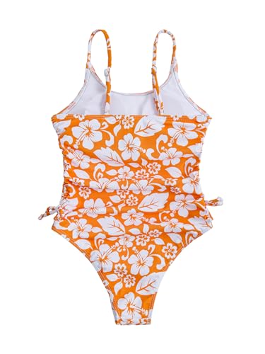 Image of Milumia Girl's Floral One Piece Swimsuit Bow Tie Side Spaghetti Strap Bathing Suit