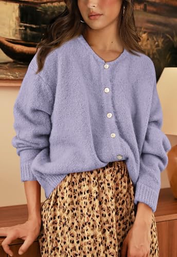 Image of PRETTYGARDEN Long Sleeve Crewneck Button Down Womens Sweaters Fall Open Front Chunky Cardigan Sweaters for Women 2026