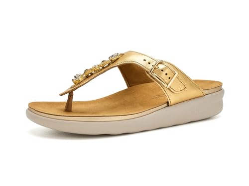 SAS Womens Dazzle Comfort Thong Sandals 24K 8.5 M - Medium (B)