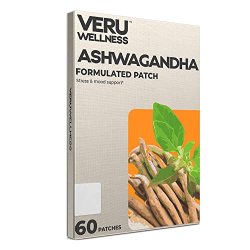Veru Wellness Ashwagandha Patch - Stress Relief, Natural Mood Support, Stress, Energy, and Focus Support Patch (60 Count)