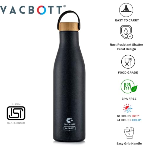 Image of CLAY CRAFT VACBOTT Yeti Double Walled|18 Hours Hot and 24 Hours Cold Vacuum Insulated Flask 850ml|Easy to Carry|Gym Bottle|Home|Kitchen|Hiking|Travel Bottle|BIS Certified|1Year Limited Warranty