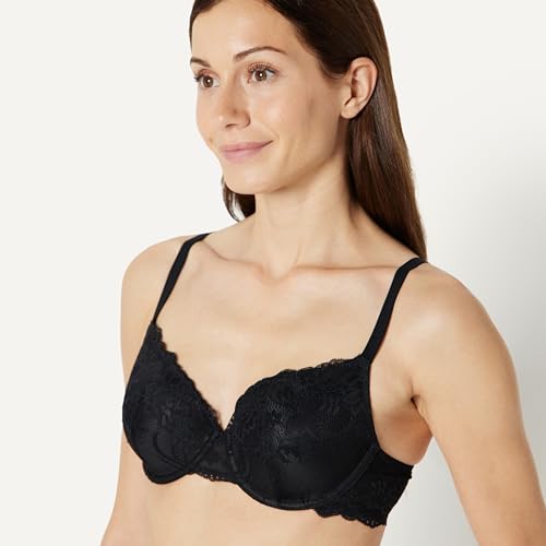 Amazon Essentials Women's Stretch Galloon Lace Full Coverage Lightly Padded Underwire Bra, Pack of 2, Black / White, 34C - image 4