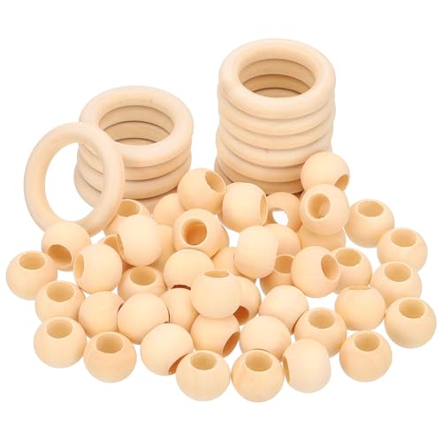Cercles en bois pour macramé PATIKIL et perles pour suspensions bohèmes - 2