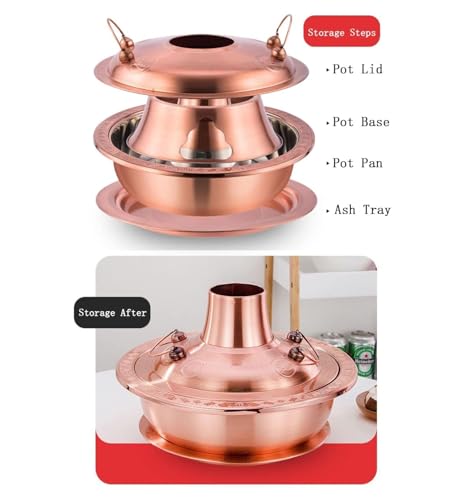 Olla china para fondue de carbón cobre 32 cm plata miniatura 3